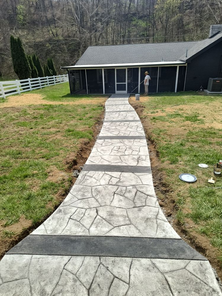 Stamped Concrete Installation for Layne It Down Concrete Artisan in Clarksville, TN
