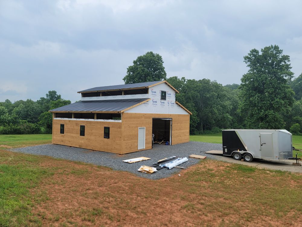 Steel Truss Pole Barns for Platinum Outdoor Services LLC in Conover, NC