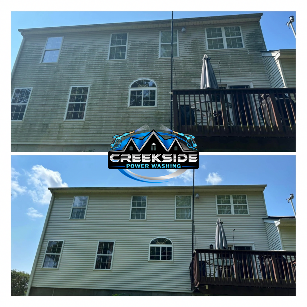 Revitalize your home's exterior with our professional home softwash service, effectively removing dirt, mold, and grime without harming surfaces. experience a fresh and vibrant look while ensuring long-lasting protection. for Creekside Power Washing and Painting in Aston Township, PA