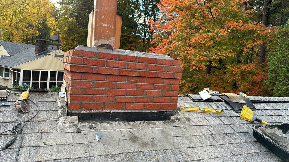 Chimney photos from restoration to new builds for All For U Roofing & Masonry in Boston, MA