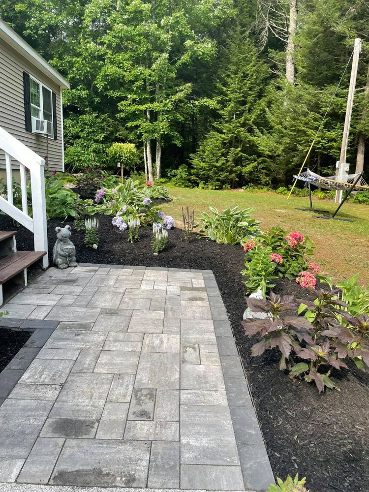 Landscape Installation for Organic Innovations Stonework and Design in Brunswick, ME