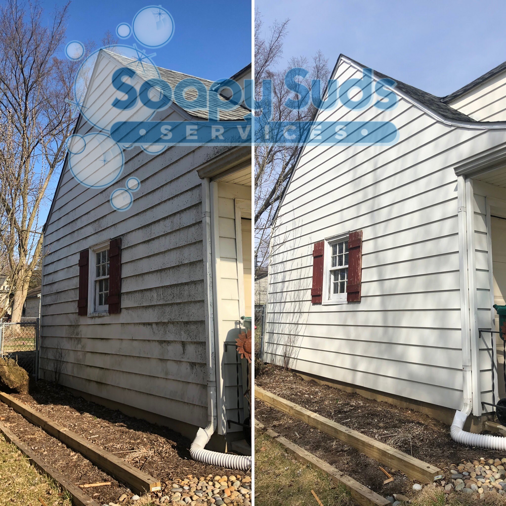 Our Home Softwash service gently cleans your home's exterior, removing dirt, mold, and grime without damaging the surface. Restoring beauty and increasing longevity with our expert soft washing techniques. for Soapy Suds Services in St. Charles, IL