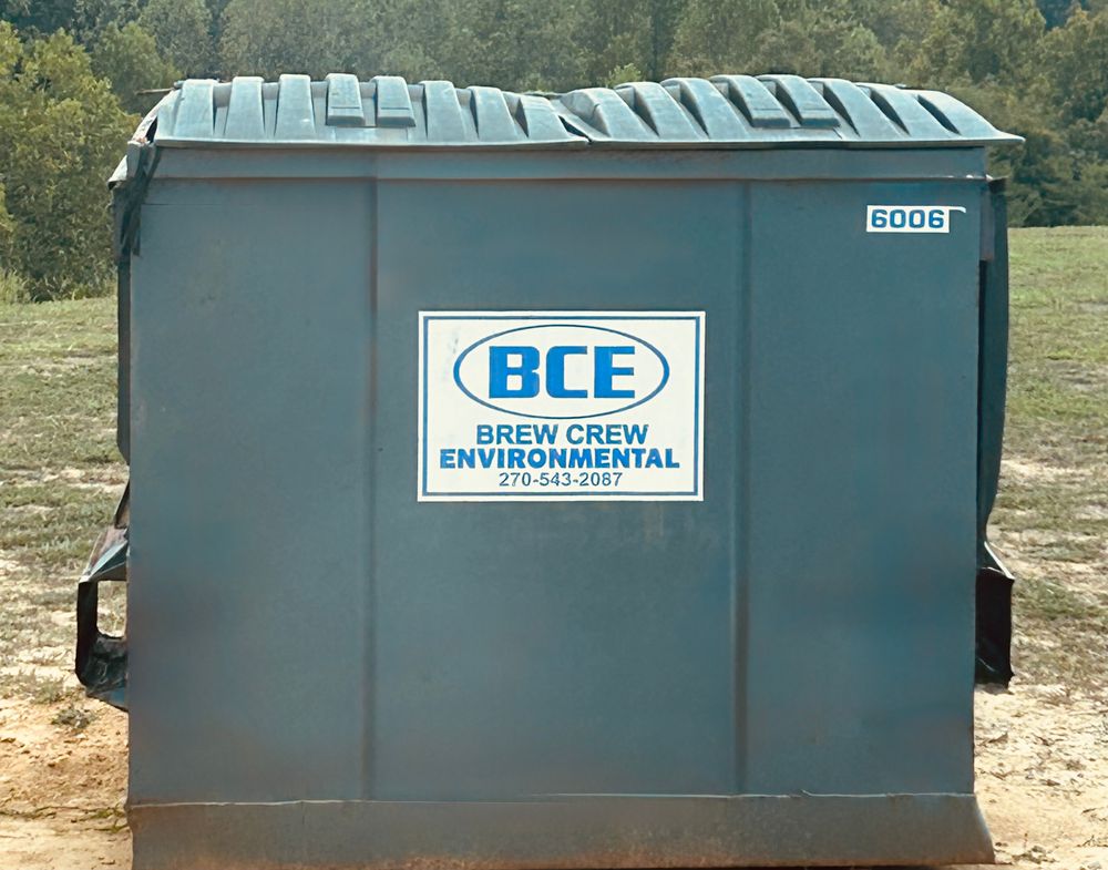 Our Front Load Dumpsters service offers convenient and efficient waste management solutions for homeowners and commercial properties alike, providing easy access to dispose of large amounts of trash with regular scheduled pick-up. for Brew Crew Environmental in Greenville, KY