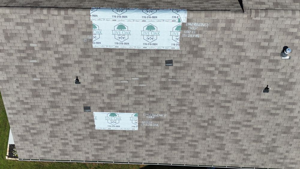 Our Emergency Tarping service provides swift protection for your home after storm damage, preventing further deterioration by securely covering exposed areas until permanent repairs can be completed. Your home's safety is our priority. for FNS Exterior Consulting LLC in Cumming, GA