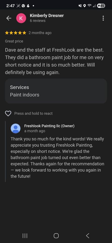 All Photos for Freshlook Painting LLC in Springfield, PA