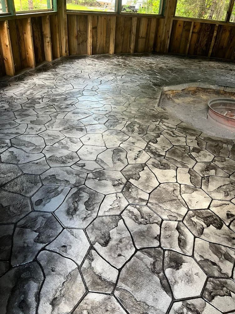 Enhance your home's aesthetic with our expert stamped concrete installation, offering durable, visually appealing designs that mimic natural materials. Transform patios, driveways, and walkways into stunning spaces tailored to your style. for LeClaire Flatworx in Bomoseen, VT