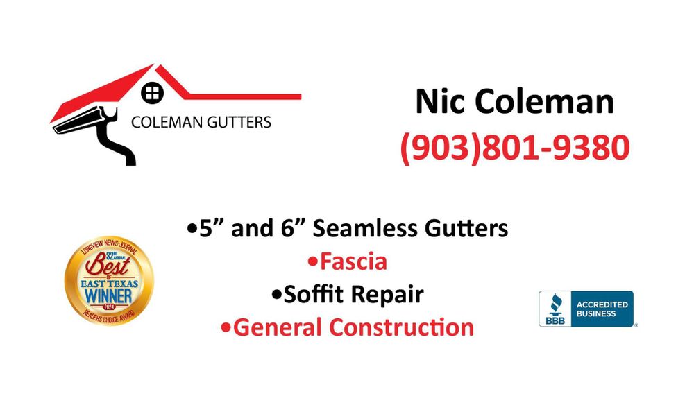 All Photos for Coleman Gutters in Gilmer, TX