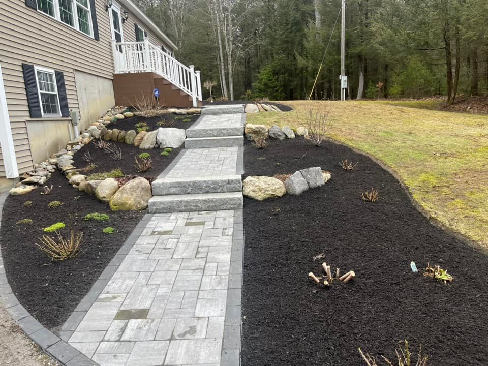 Landscape Installation for Organic Innovations Stonework and Design in Brunswick, ME