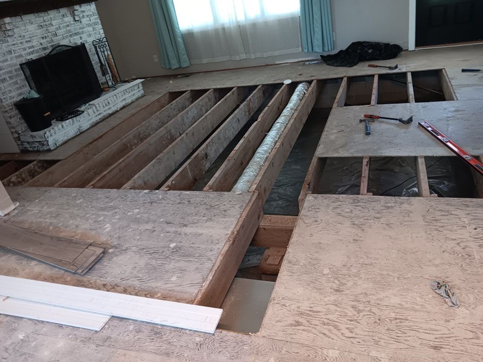 Subfloor repair and Beam Shoring for Dead Tree General Contracting in Carbondale, Illinois