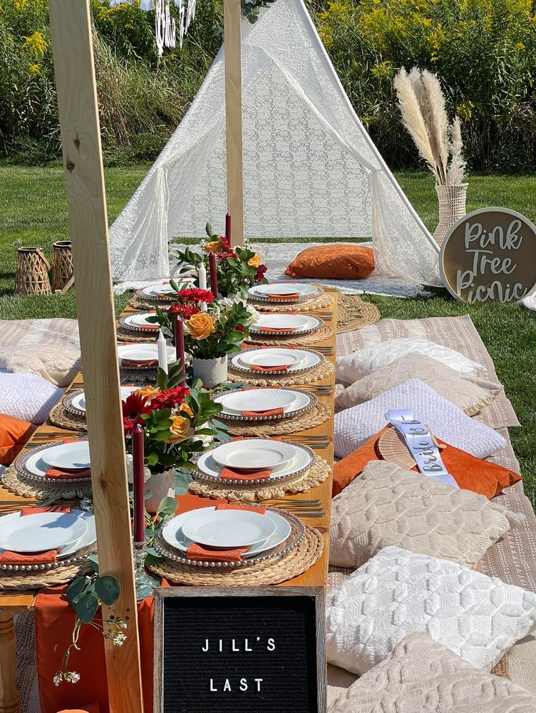 Indulge in a luxury picnic experience with an emphasis on creating a special and memorable experience. Luxury picnics can be held in a variety of settings, including parks, vineyards, airbnb, house or other private outdoor/indoor locations (FQA's) for Pink Tree Picnic in Hartford, CT