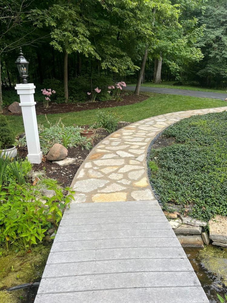 Flagstone Installation for Higgins landscaping LLC in West Jefferson, OH