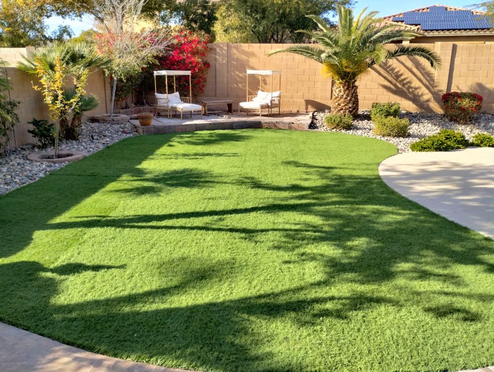Transform your outdoor space with our professional Residential Artificial Turf Installation service, providing a low-maintenance, eco-friendly lawn that stays lush and green year-round, perfect for enhancing curb appeal effortlessly. for Camacho AZ Landscaping LLC in Peoria, AZ