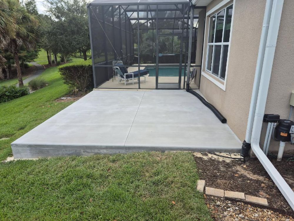 Our Patio Design & Installation service creates beautiful, durable outdoor spaces tailored to your home, combining expert planning, quality concrete craftsmanship, and lasting functionality for relaxing, entertaining, and everyday enjoyment. for Clark Masonry in Lake County, FL