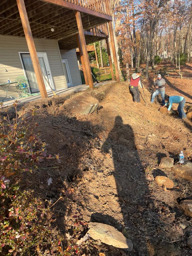 Before & After Retaining Wall for Rosales Landscaping LLC in Lake Gaston, North Carolina