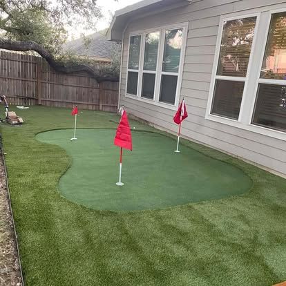 Transform your backyard with our professional putting green installation service, offering a maintenance-free solution that enhances aesthetics and provides endless entertainment for golf enthusiasts right at home. for Creative Edge Co. in San Antonio, TX