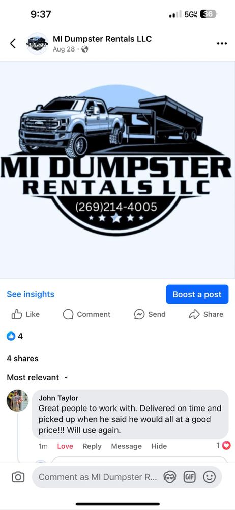 All Photos for MI Dumpster Rentals LLC in Bangor, MI