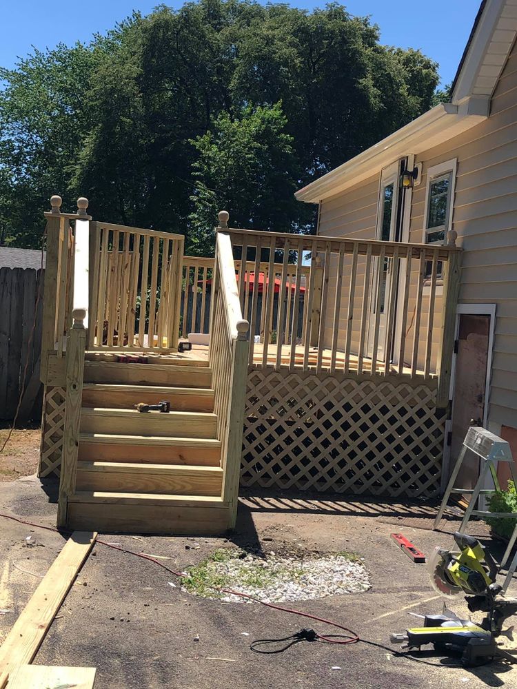 Our Deck & Patio Installation service transforms outdoor spaces, offering customized designs, quality materials, and expert craftsmanship to create beautiful and functional areas perfect for entertaining or relaxation. for MJ House Remodeling in East Windsor, NJ