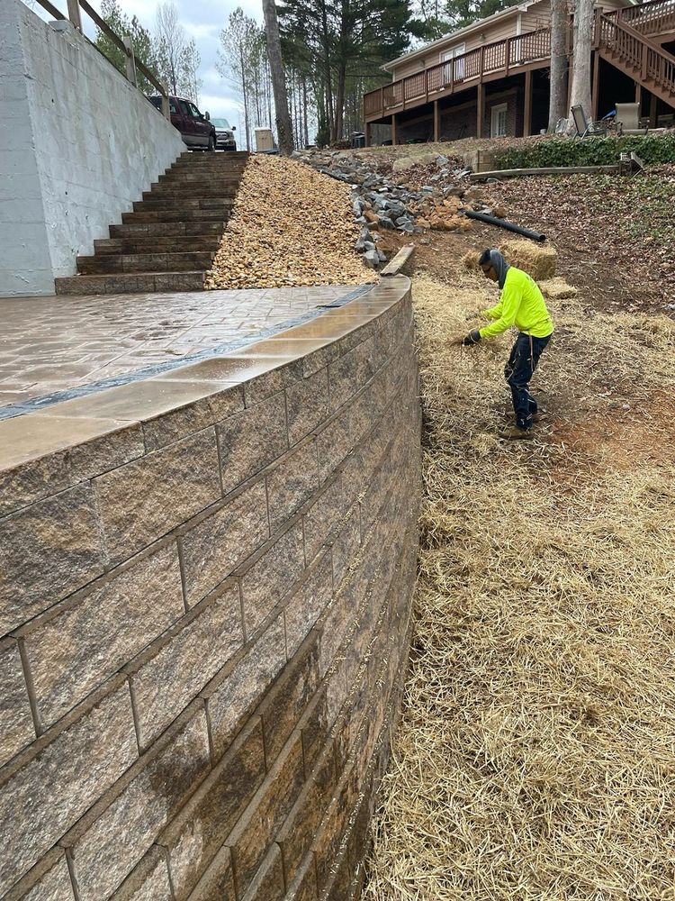 Before & After Retaining Wall for Rosales Landscaping LLC in Lake Gaston, North Carolina