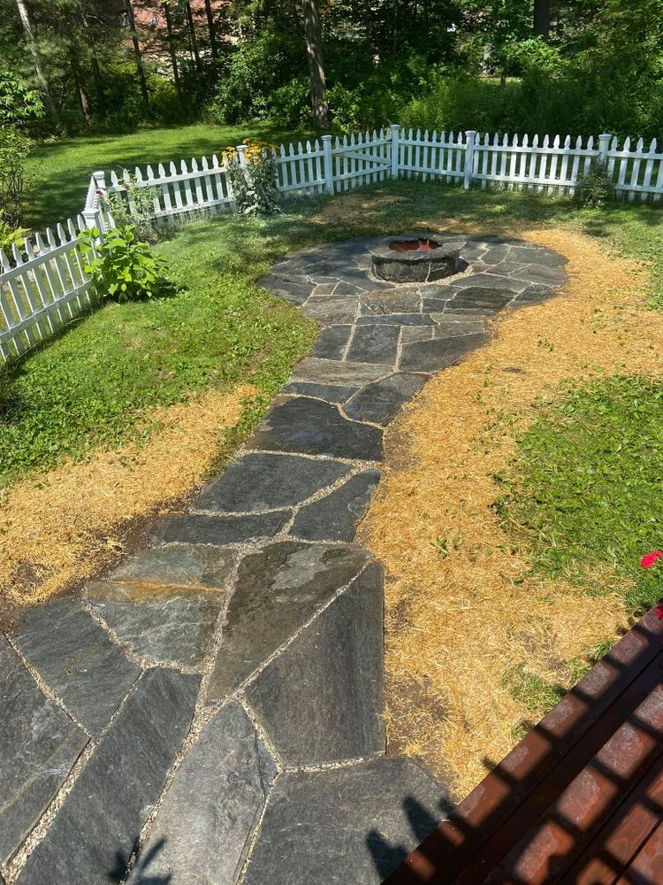 Landscape Installation for Organic Innovations Stonework and Design in Brunswick, ME