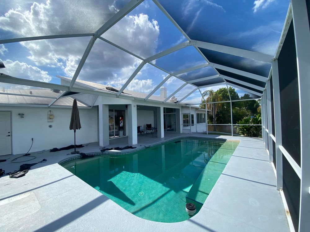 Our skilled team specializes in interior painting services, including pool deck painting. We provide high-quality finishes to enhance the look of your pool area while protecting it from wear. for Armas Pool Screen Replaced Pressure Wash and Painting LLC in Clair Mel, FL