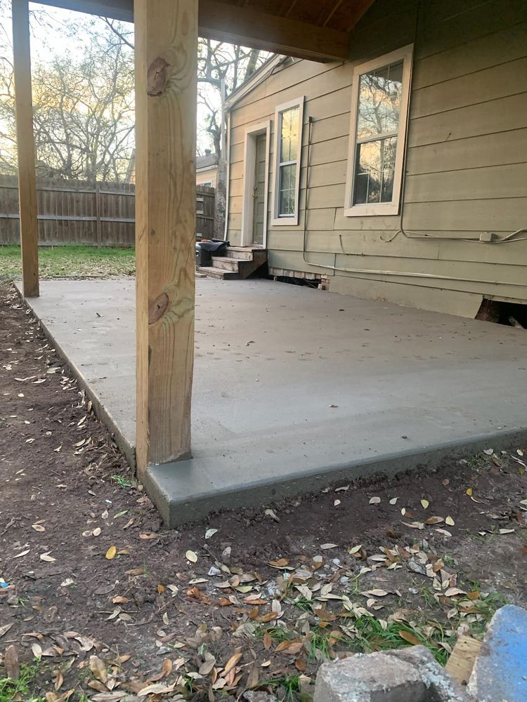 Transform your outdoor space with our expert patio design and installation service, offering beautiful, durable concrete solutions tailored to enhance your home's aesthetics and functionality. Enjoy quality craftsmanship and reliable service today. for Mel Concrete and Construction in College Station, TX