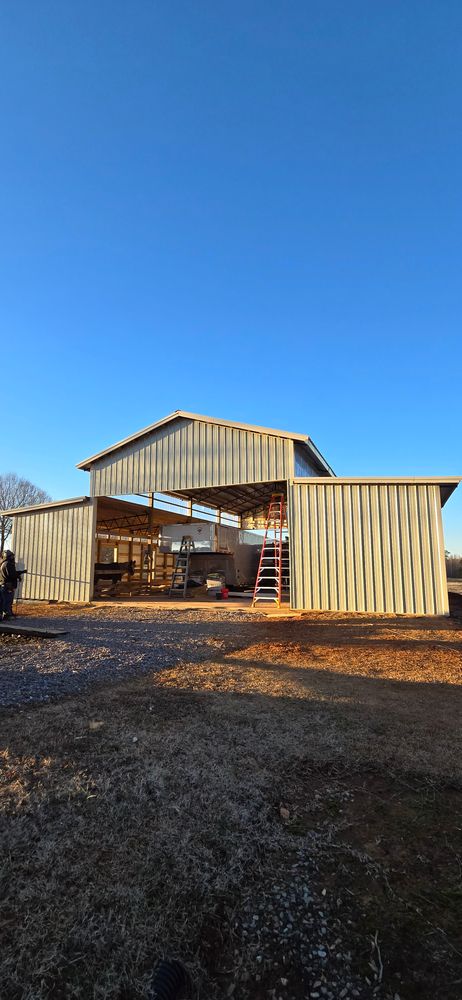 Steel Truss Pole Barns for Platinum Outdoor Services LLC in Conover, NC