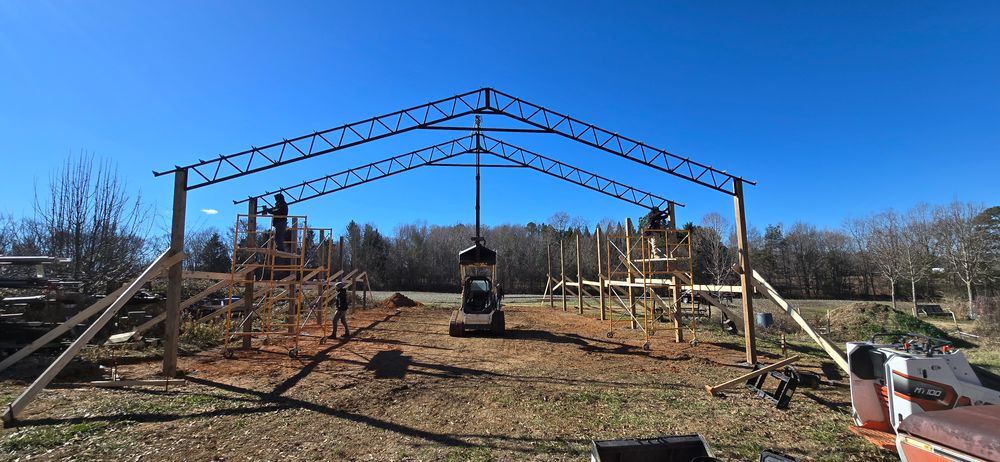 Steel Truss Pole Barns for Platinum Outdoor Services LLC in Conover, NC