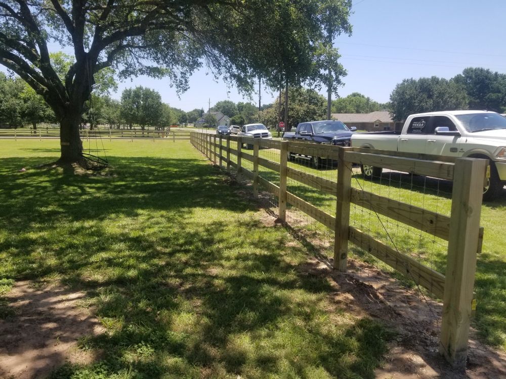 3 and 4 Board Fencing (optional wire added) for Pride Of Texas Fence Company in Brookshire, TX