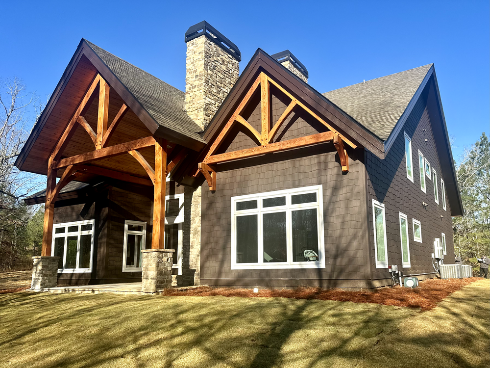 Mountain Style Timber Frame for Emfinger Custom Builders LLC in Pine Mountain, GA