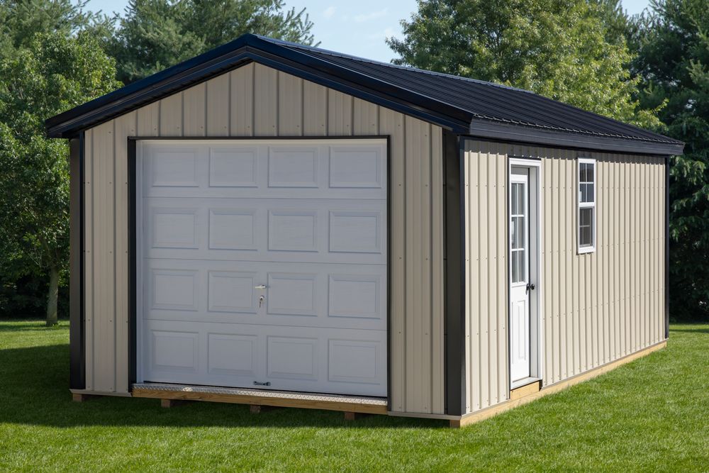 Custom Garages – A-Frame & Dutch Barn Styles At Pond View Mini Structures, we specialize in high-quality, handcrafted garages that are built in-house and delivered fully assembled. For larger structures, we also offer on-site build options. for Pond View Mini Structures in  Strasburg, PA