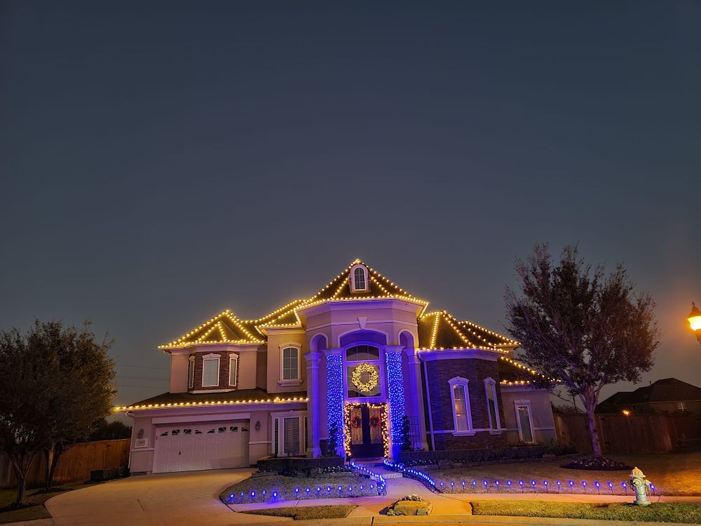 Enhance your holiday spirit with our Christmas light installation service, perfectly complementing your landscape. Our expert team also offers mulch installation to keep your garden vibrant and protected all season long. for Right Choice Landscaping LLC in Houston, TX