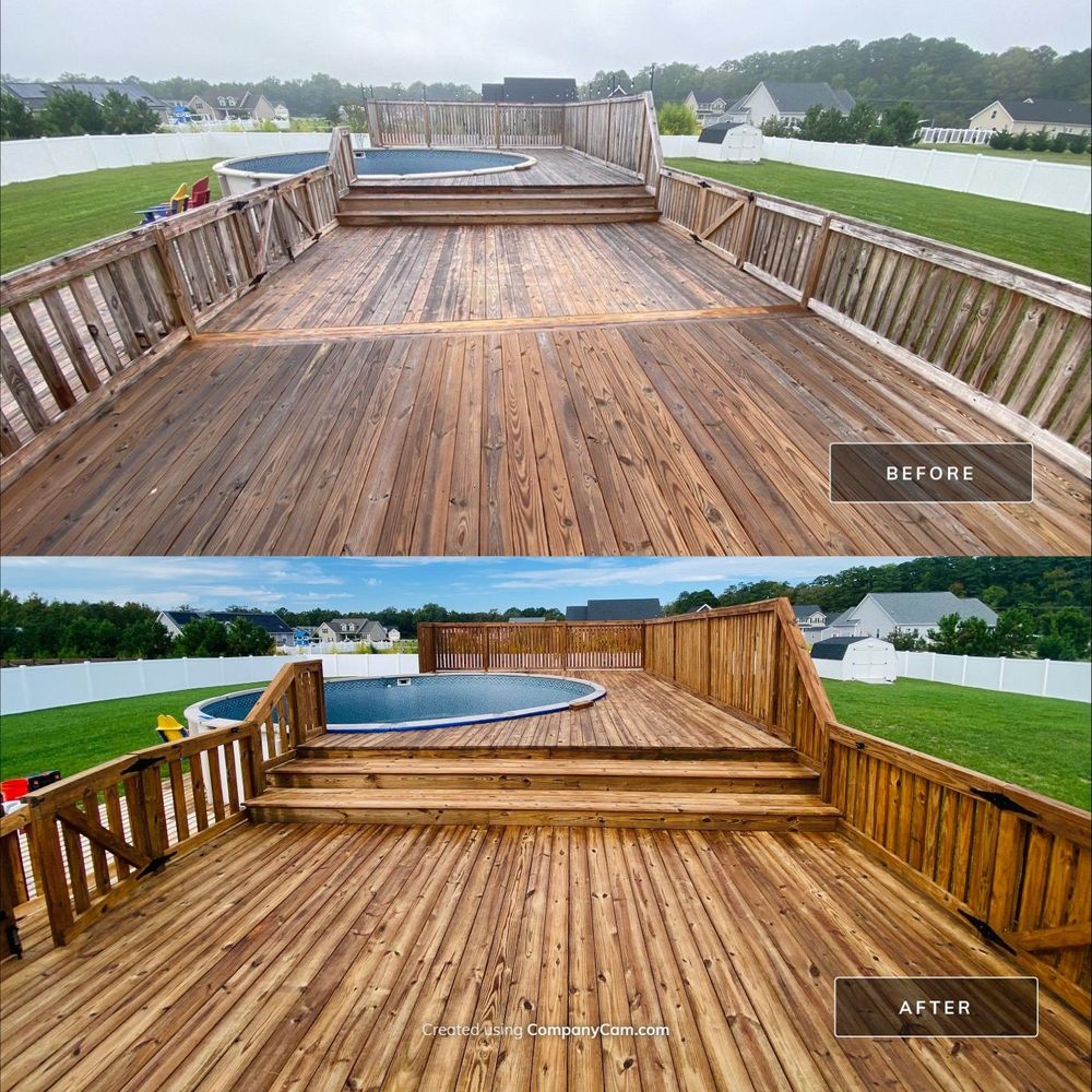 Planning to repaint your exterior or stain your deck? A professional soft wash cleaning beforehand IS A MUST. Surface preparation is a crucial step in allowing the applied product to adhere properly, resulting in a beautiful and long lasting finish! for Prime Time Pressure Washing & Roof Cleaning in Moyock, NC
