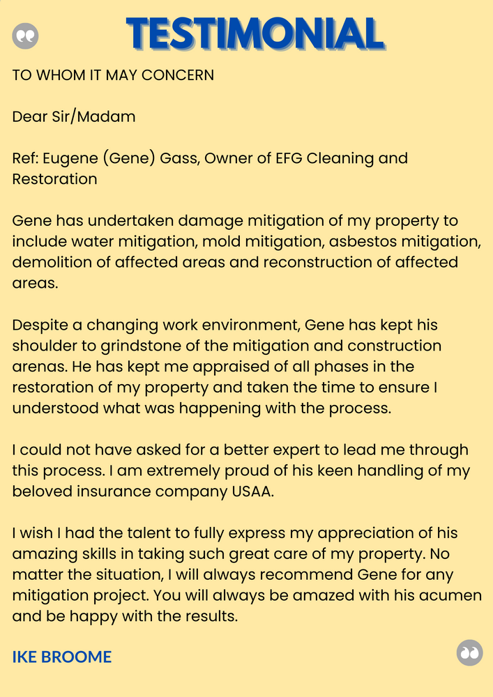 Customer Testimonials for EFG Cleaning and Restoration in Poughkeepsie, NY