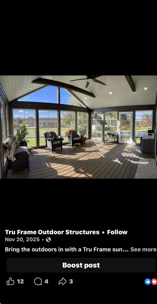 Sun Rooms for Tru Frame Outdoor Structures in Menasha, WI