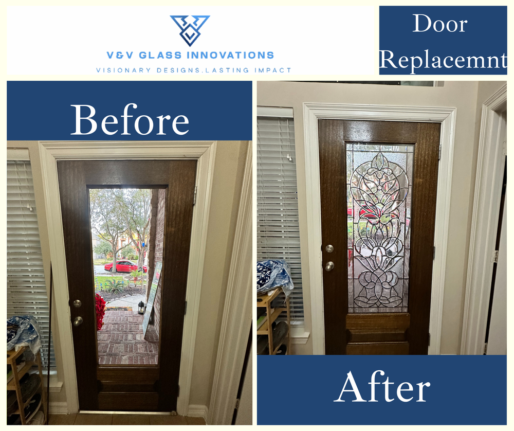 Enhance your home's elegance with our premium glass door services, offering custom designs and durable solutions that blend style and functionality to transform entryways into stunning focal points. for V&V Glass Innovations LLC in Houston, TX