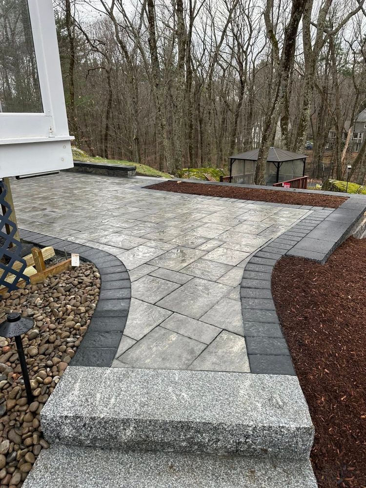 Transform your outdoor space with our expert paver installation services, crafted for durability and beauty. Discover excellence this season along with our "christmas lights installation near me" offer to brighten festivities. for Shawn's Landscaping in Mendon, MA