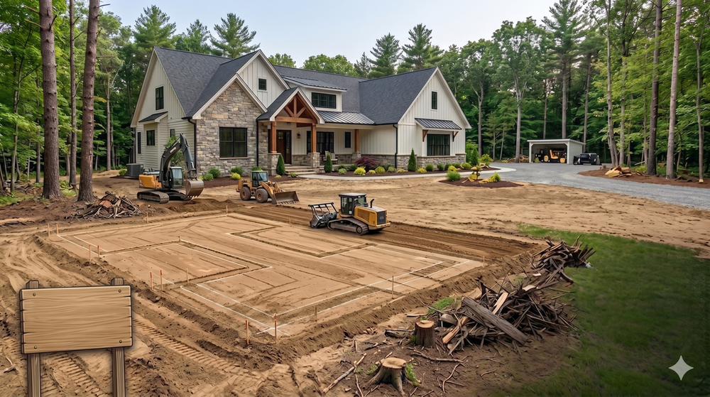 Our Building Site Prep service includes clearing, grading, and leveling the land to ensure a solid foundation for your new home construction. Trust us to prepare your site with expertise. for NC Dirt Works in Traverse City, MI