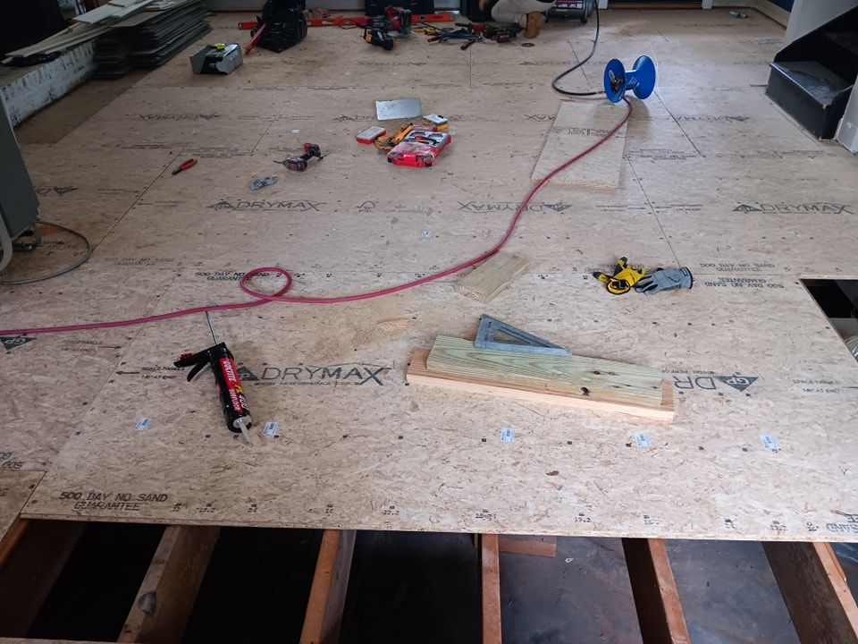 Subfloor repair and Beam Shoring for Dead Tree General Contracting in Carbondale, Illinois