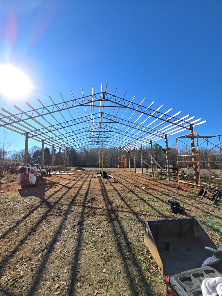 Steel Truss Pole Barns for Platinum Outdoor Services LLC in Conover, NC