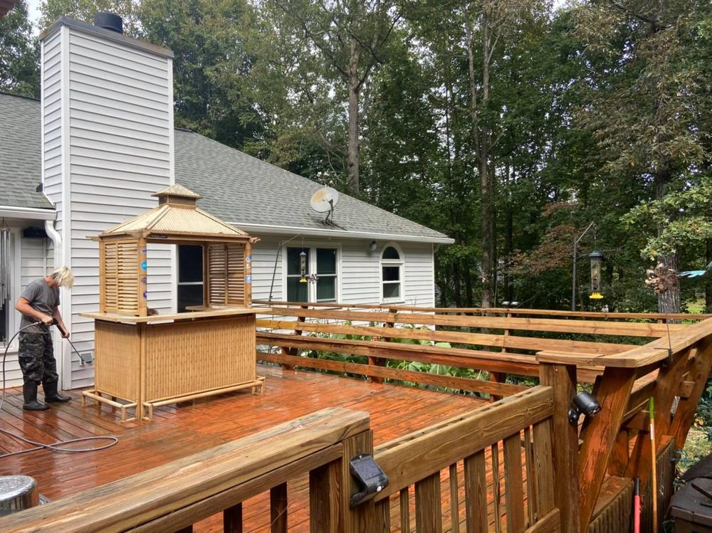 Our Deck & Patio Cleaning service is the perfect way to get your outdoor spaces looking new again! We use high-pressure washing to clean off any dirt, grime, or stains, and then finish with a soft washing treatment to protect your surfaces from future damage. for H2Whoa Pressure Washing, Gutter Cleaning, Window Cleaning in Cumming, GA