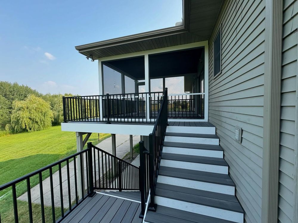 Enhance your outdoor living space with our expert deck & patio installation services. Our skilled team ensures high-quality craftsmanship and personalized designs to perfectly complement your home’s style and functionality. for CM Contracting, LLC  in Milaca, MN