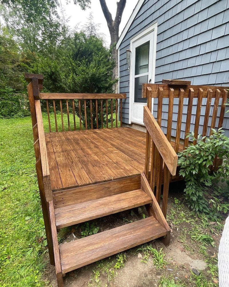 Revitalize your outdoor space with our expert deck refinishing services. Our skilled team enhances your deck's beauty and durability while offering "cabinet refinishing near me" for comprehensive home improvement solutions. for Monarca Painting Company in Fairfield, CT