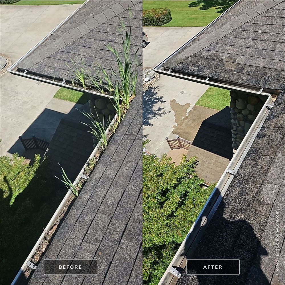 Cleaning debris out of gutter systems is crucial to prevent overflowing gutters and water landing at your home's foundation. We also inspect downspouts and unclog if necessary to ensure proper draining. for Prime Time Pressure Washing & Roof Cleaning in Moyock, NC