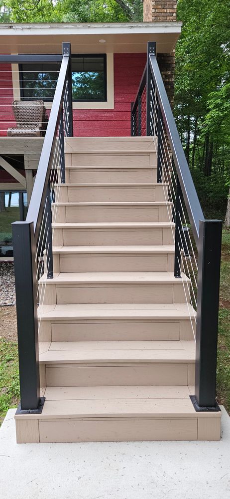 Enhance your outdoor space with our expert exterior deck railing services, offering stylish designs and durable materials to ensure safety and elevate the aesthetic appeal of your home's deck. for Timber Concepts  in Abrams, WI