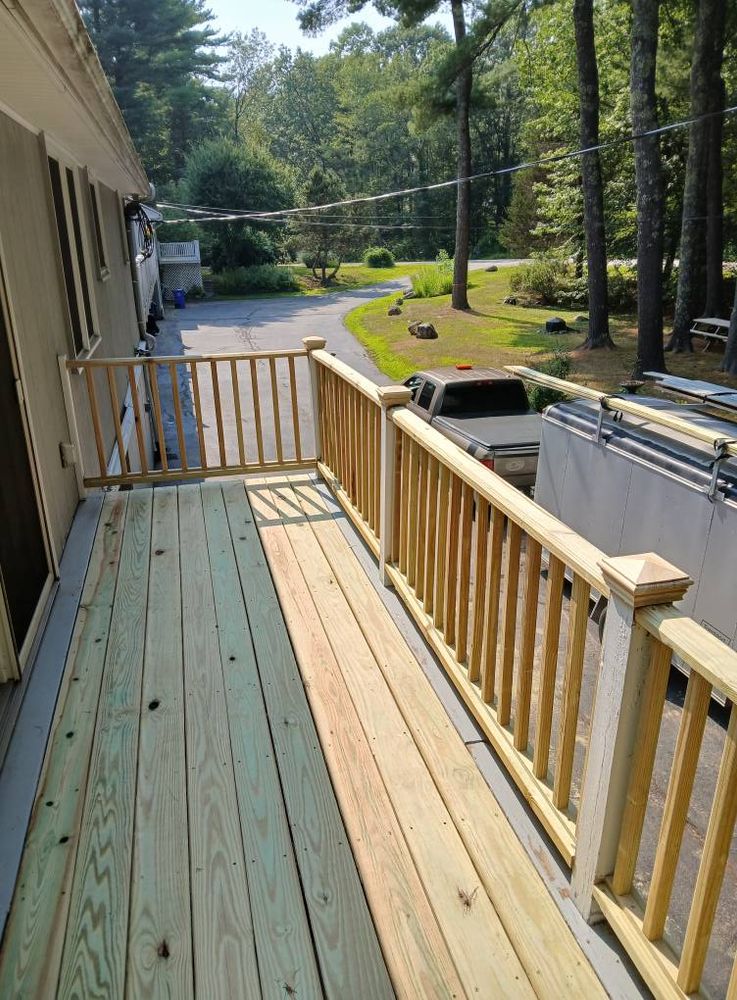 Enhance your outdoor space with our professional Deck & Patio Installation services. Our skilled team complements these with expert appliance installation and repair, ensuring a seamless and beautiful home improvement experience. for TM Handyman Services in Dover, NH