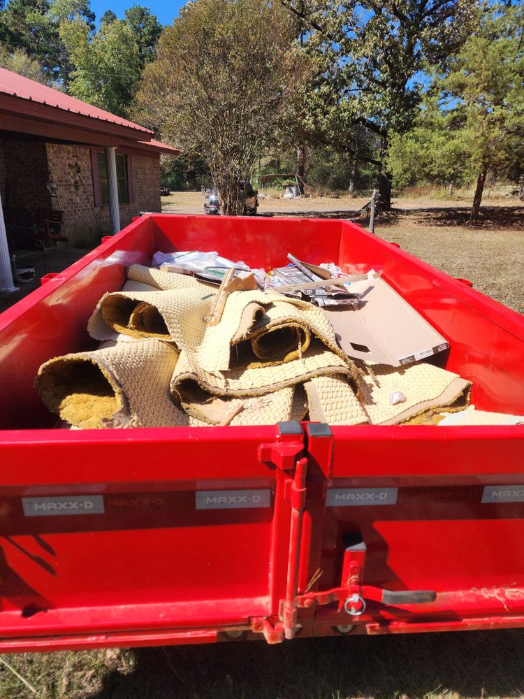 Our Dump Trailer Services ensure efficient debris removal and waste management for your construction or remodeling project, providing convenience and cleanliness to your home renovation process with reliable and timely assistance. for S.W. Construction in Center, TX