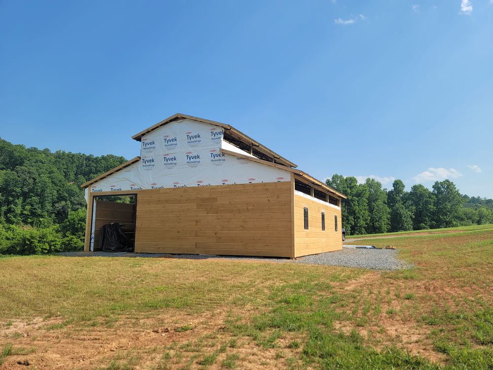 Steel Truss Pole Barns for Platinum Outdoor Services LLC in Conover, NC