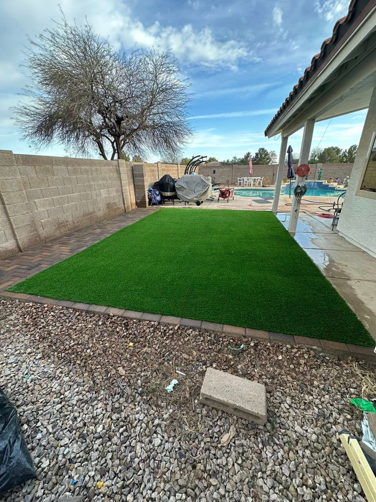 Enhance your home's outdoor appeal with our premium residential artificial turf installation. Enjoy a beautiful, lush green lawn year-round that's eco-friendly, low-maintenance, and perfect for families and pets. for G&C Landscaping LLC in Chandler, AZ