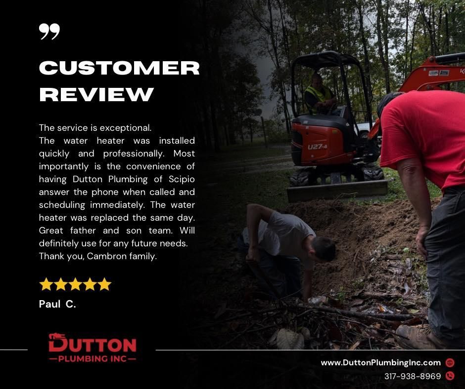 Water Heater & Tankless Water Heater Installation - Repair for Dutton Plumbing, Inc. in Indianapolis, IN