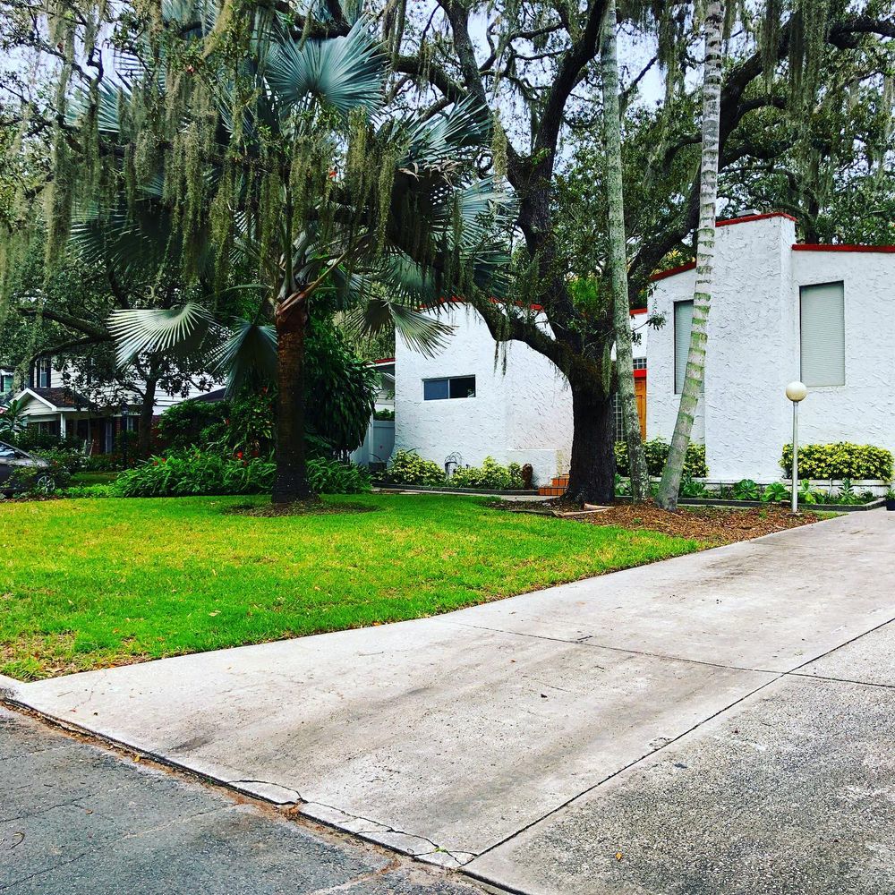 Our Routine Maintenance service includes regular lawn mowing, hedge trimming, weeding, and debris removal to keep your yard looking neat and well-maintained throughout the year without any hassle on your end. for Wicked Weeds Propertycare in Tampa, Florida